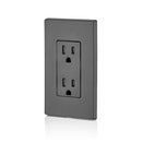 Leviton T5325-E, 15 Amp 125 Volt, Tamper Resistant, Decora Duplex Receptacle, Straight Blade, Grounding, Black