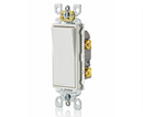 Leviton 5601-P2W, 15 Amp, 120/277 Volt Decora Rocker Single-Pole AC Quiet Switch, Residential Grade, Self-grounding, White