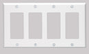 Leviton PJ264-W 4-Gang Decora/GFCI Decora Wallplate, Midway Size, White