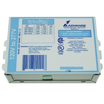PHILIPS 182741 Fluorescent Ballast Electronic Programmed Start 1, 2 Lamps 120 - 277 V