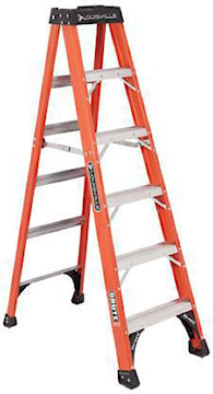 LOUISVILE LADDERS FS1406HD Step Ladder 375 lb Fiberglass with Aluminum Steps 22-9/16 in W