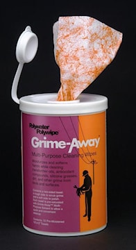AMERICAN POLYWATER CORPORATION HTC-D72 Grime-Away™ Cleaning Wipes 10 in Lx 12 in W Orange