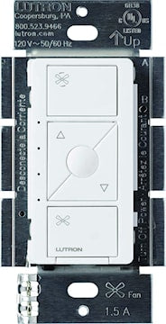 LUTRON PD-FSQN-WH Caseta® Quite Fan Speed Control Wireless, Multi-Location, Single Pole White