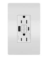 LEGRAND 1597TRUSBACW SELFTEST GFCI REC TR 15AW/USB AC