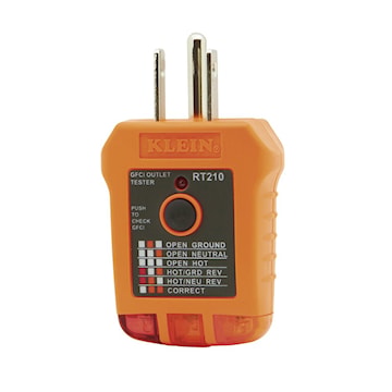 KLEIN TOOLS RT210 GFCI Receptacle Tester Standard 110 - 125 VAC