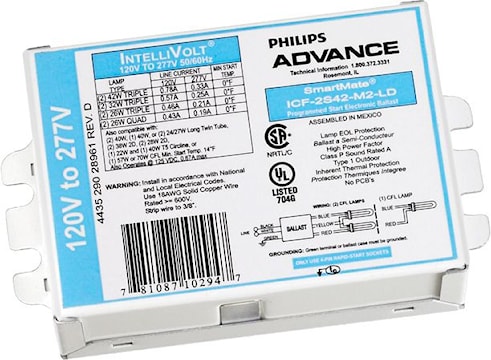 PHILIPS 190512 Fluorescent Ballast Electronic Programmed Start 2 Lamps 120 - 277 V