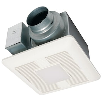 PANASONIC FV0511VQL1 WhisperCeiling® DC™ Fan with Light Square Grille, Round Duct 50/80/110 ft³/min Ceiling Mount