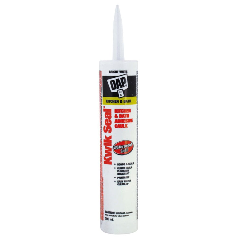 DAP Kwik Seal Kitchen & Bath Adhesive Caulk 300ml White