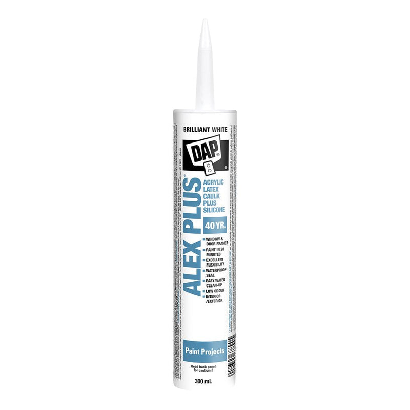 DAP Alex Plus Acrylic Latex Caulk Plus Silicone 300ml White