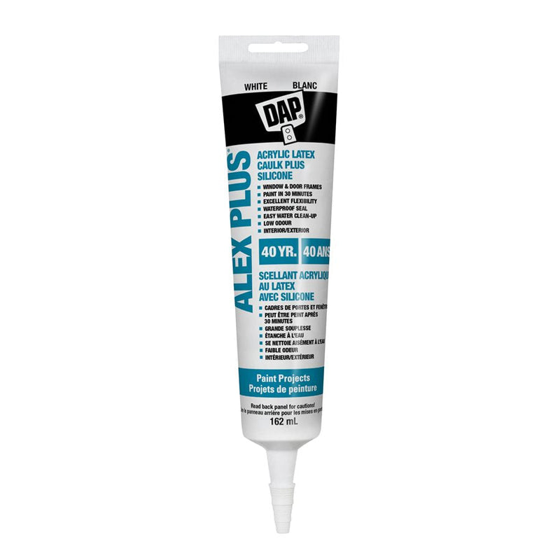 DAP Alex Plus White Acrylic Latex Caulk with Silicone - 162 mL Tube