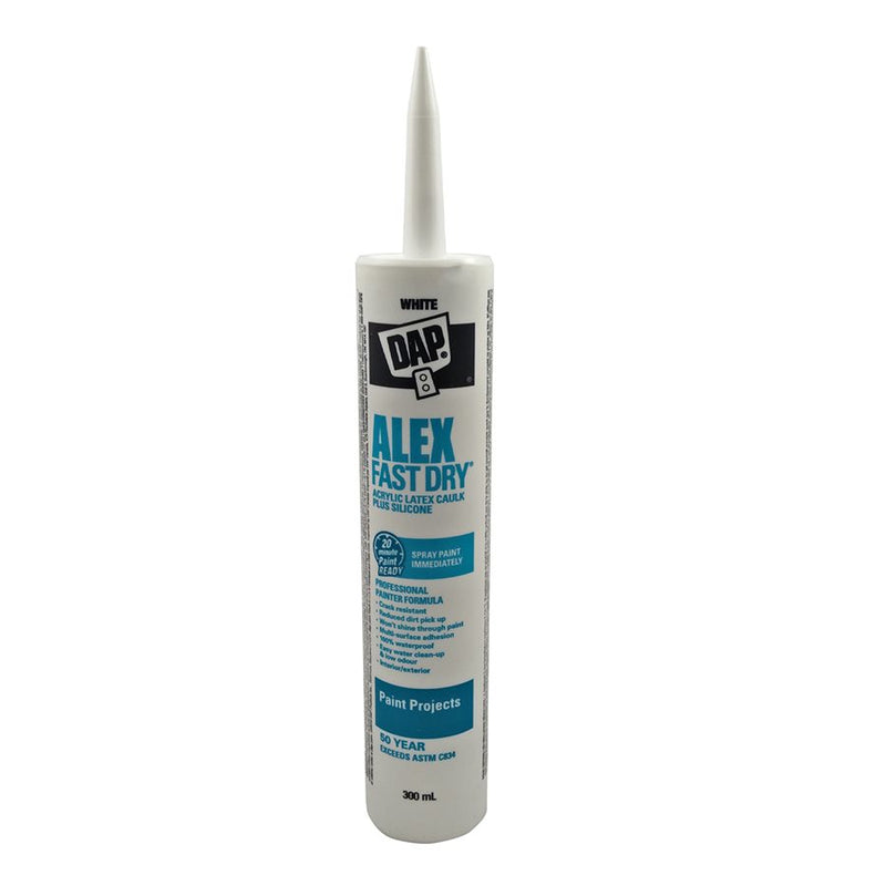 DAP Alex Fast Dry Acrylic Latex Caulk Plus Silicone 300ml White