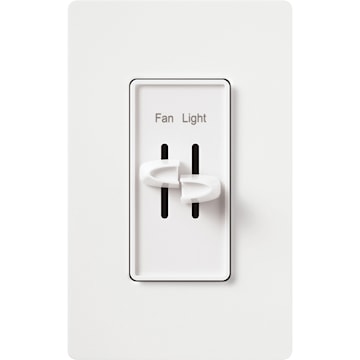 LUTRON S2-LFSQ-WH-CSA Skylark Fan/Light Controller 3 Speed Quiet, Dual Slide Switch 1.5 A, White