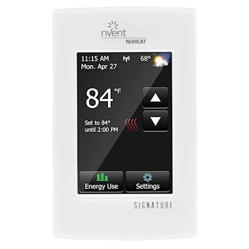 NVENT THERMAL AC0055 Nu-heat Programmable Thermostat WiFi Enabled 120/240 VAC, 15 A High Gloss White Frame