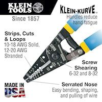 KLEIN TOOLS 11055 Klein-Kurve® Wire Stripper/Cutter Serrated Nose, Shear Cut 7-1/8 in