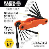KLEIN TOOLS 70550 Hex Key Set 11 Pieces