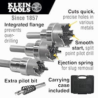 KLEIN TOOLS 31872 Hole Cutter Set 7/8, 1-1/8, 1-3/8 in Carbide