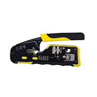 KLEIN TOOLS VDV226-110 Ratcheting Pass-Thru™ Modular Crimper 28-22 AWG Paired Yellow/Black