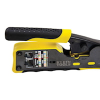 KLEIN TOOLS VDV226-110 Ratcheting Pass-Thru™ Modular Crimper 28-22 AWG Paired Yellow/Black