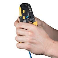 KLEIN TOOLS VDV226-110 Ratcheting Pass-Thru™ Modular Crimper 28-22 AWG Paired Yellow/Black