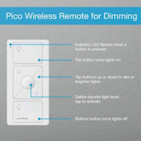 LUTRON PJ2-3BRL-GBL-L01 Pico® Remote Control Switch with Light Icon Labeling Wireless, 3-Button Black