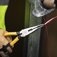 KLEIN TOOLS D203-8 Long Nose Plier with Side Cutter Straight 2.313 in L x 1 in W x 1/2 in T Jaw