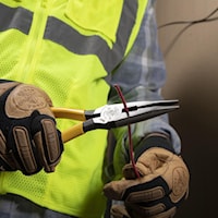 KLEIN TOOLS D203-8 Long Nose Plier with Side Cutter Straight 2.313 in L x 1 in W x 1/2 in T Jaw
