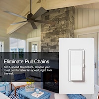 LUTRON DVFSQ-FH-WH-CSA Diva Fan Controller 3 Speed Quiet, Slide/Paddle Switch 1.5 A, White