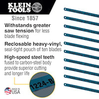 KLEIN TOOLS 1224BI-P Hacksaw Blade 12 in 24 TPI High Speed Steel