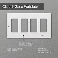 LUTRON CW-4-WH Claro Decorator Wallplate 4 Gangs White 119 mm Lx 220 mm W