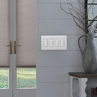 LUTRON CW-4-WH Claro Decorator Wallplate 4 Gangs White 119 mm Lx 220 mm W