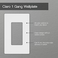 LUTRON CW-1-WH Claro Switch/Dimmer Wallplate 1 Gangs White 119 mm Lx 75 mm W