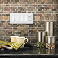 LUTRON CW-5-WH Claro Wallplate 5 Gangs White 119 mm Lx 259 mm W