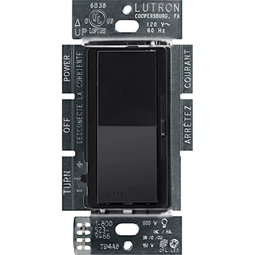 LUTRON DVCL-153P-BL Diva Dimmer Switch 120 V, 150 W LED/CFL or 600 W Incandescent/Halogen Black/Enamel Painted, Gloss