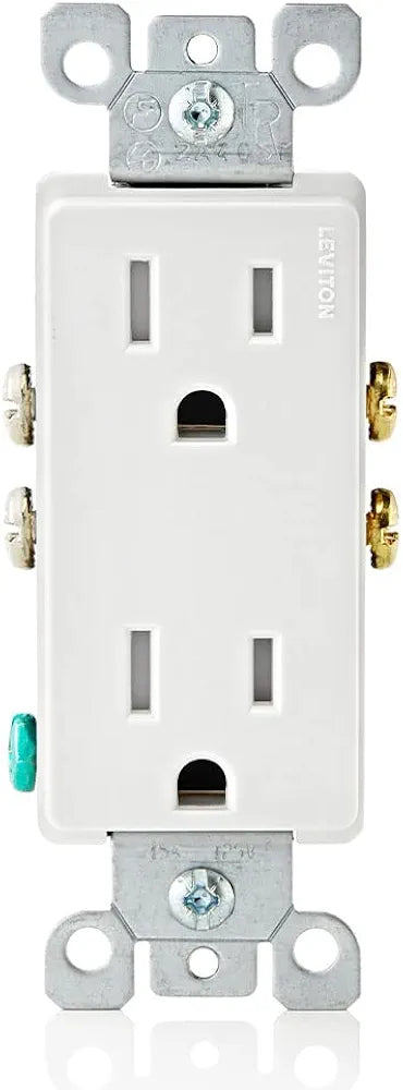 Leviton Decora, 10-Pack, 15 Amp, Tamper-Resistant Duplex Wall Receptacle, T5325-WMP, White