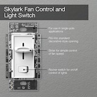 LUTRON SFSQ-LF-IV-CSA Skylark Fan Speed Controller Slide-to-off fan/light control with on/off light switch 1.5 A Fan, Ivory