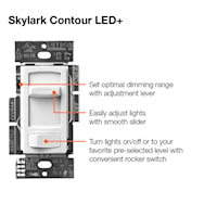 LUTRON CTCL-153P-WH Skylark Contour™ Dimmer Switch 120 VAC, 150 W LED/CFL or 600 W Incandescent/Halogen White/Gloss