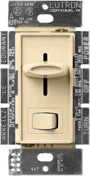 LUTRON SFSQ-LF-IV-CSA Skylark Fan Speed Controller Slide-to-off fan/light control with on/off light switch 1.5 A Fan, Ivory