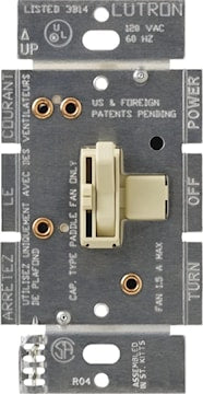 LUTRON AYFSQ-F-IV-CSA Ariadni Fan Control 1-Pole, 3-Way, 3-Speed 1.5 A, Ivory