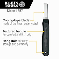 KLEIN TOOLS 44200 Cable Splicer's Knife 1-3/4 in L Blade 1095 Steel Coping, Straight