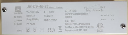 HUMELEC ASSOCIATES LTD HS40W24V UNDERCABINET CLASS 2 24vCLASS 2 DRIVER 40W DIM