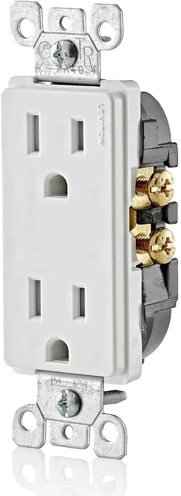 Leviton Decora, 10-Pack, 15 Amp, Tamper-Resistant Duplex Wall Receptacle, T5325-WMP, White