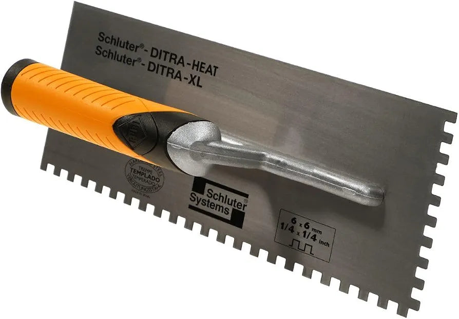 Schluter Ditra Heat/XL Square-Notch Trowel - Ideal for Installing Ditra-Heat and Ditra-XL - 1/4" X 1/4", 1-Pack - TRL-DHXL