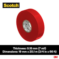 3M CANADA 35-3/4X66RD Scotch® Vinyl Insulating Tape 66 ft Lx 3/4 in W Vinyl Red
