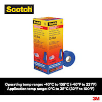 3M CANADA 35-3/4X66BL Scotch® Vinyl Insulating Tape 66 ft Lx 3/4 in W Vinyl Blue