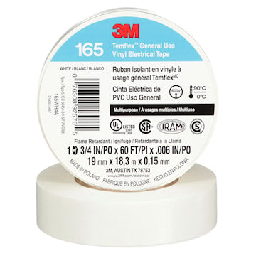 3M CANADA 165WH4A TAPE WHITE 3/4in x 60ft3M Temflex 165