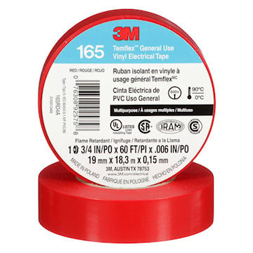3M CANADA 165RD4A TAPE RED 3/4in x 60fT3M Temflex 165