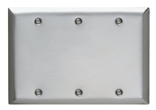 LEGRAND SS33 Pass & Seymour Blank Wallplate 3 Gangs Stainless Steel 7 in Lx