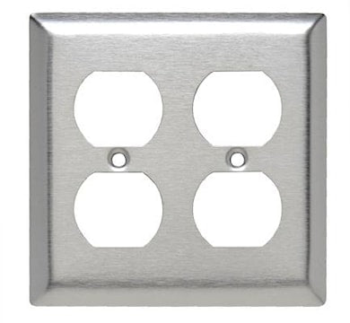 LEGRAND SL82 Pass & Seymour Duplex Receptacle Wallplate 2 Gangs Stainless Steel 7-1/4 in Lx