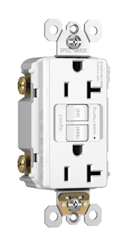 LEGRAND 2097TRW The Radiant® Tamper-Resistant, Self-Test GFCI Duplex Receptacle 20 A, White