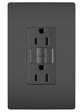 LEGRAND 1597TRBK The Radiant® Tamper-Resistant, Self-Test GFCI Duplex Receptacle 15 A, Black